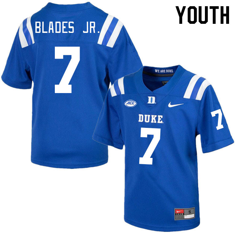 Youth #7 Al Blades Jr. Duke Blue Devils College Football Jerseys Stitched-Royal - Click Image to Close